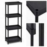 Étagère de rangement en plastique PP à un seul niveau, capacité de 200 lb, pliable, gain de place, design moderne, pour vêtements