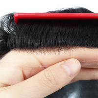Stock pour hommes Toupet Lace Front perruque de remplacement de cheveux humains avec nœuds blanchis Prothèse capillaire pour hommes