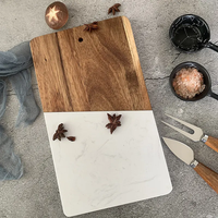 Nouveaux Gadgets 2026 : Planche à découper multifonctionnelle en bois blanc et marbre, double face, facile à nettoyer, pour accessoires de cuisine