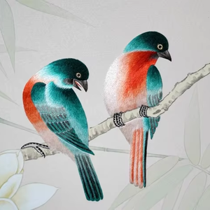 아트 자수 새 실크 벽지 벽화 맞춤형 인쇄 중국식 손으로 그린 자수 공예 벽 벽화 벽지 - Product Image 3