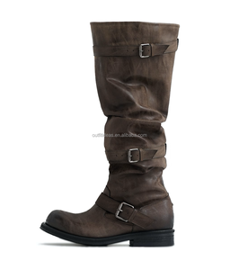 Botas Largas de Mujer, de Moda, de Piel de Becerro de Alta Calidad, con Efecto Desgastado, Negras, hasta la Rodilla, de Lujo, con Hebilla y Correa, de Piel, Holgadas, con Cordones - Product Image 6