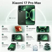 Smartphone Xiaomi 17 Pro Max Original 5G Haute Définition avec Écran Arrière 6,9 pouces + 2,9 pouces, Processeur Snapdragon 8 Elite Gen 5M, Appareil Photo