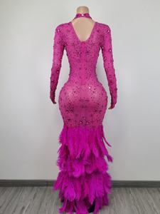 Vestido <span class=keywords><strong>de</strong></span> lujo ver a través <span class=keywords><strong>de</strong></span> vestidos <span class=keywords><strong>de</strong></span> <span class=keywords><strong>bola</strong></span> <span class=keywords><strong>de</strong></span> <span class=keywords><strong>cristal</strong></span> para mujer fiesta <span class=keywords><strong>de</strong></span> graduación Vestido largo Sexy Formal diamante plumas sirena vestido <span class=keywords><strong>de</strong></span> noche - Product Image 3