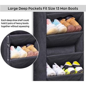 Over The Door <b>Shoe</b> Organizer 8 Pockets Black Oxford Fabric Hanging Closet Storage For <b>Shoes</b> - Product Image 4