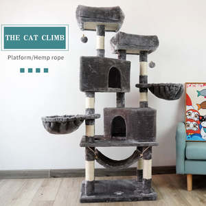 Großhandel Pet Kitty Tree House Grau Beige Big <span class=keywords><strong>Cat</strong></span> Tower Kratz baum für kleine mittlere große Katze - Product Image 4