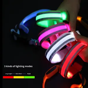 Moderne oplaadbare LED anti-verloren honden- en kattenhalsband en -riem, zelfverlichtende nylon voor nachtelijke wandelingen, groothandel - Product Image 3