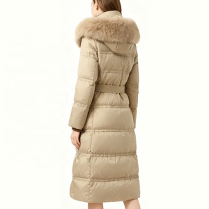 Veste <span class=keywords><strong>longue</strong></span> d'hiver épaisse en duvet de canard blanc pour <span class=keywords><strong>femme</strong></span> Boying 2025, mi-<span class=keywords><strong>longue</strong></span>, au-dessus du genou, cintrée à la <span class=keywords><strong>taille</strong></span>, coupe ajustée, à capuche, respirante, ODM - Product Image 3