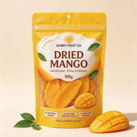 Op maat bedrukte staande ritssluitzakken, food grade, hersluitbaar, voor gedroogde mango, gedroogde appel, gedroogde peer, fruit snack verpakkingen