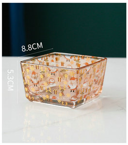 Ensemble de bols à servir en verre moderne <span class=keywords><strong>2022</strong></span>, pour en-cas, fruits secs, avec plateau en métal, boîtes à bonbons de <span class=keywords><strong>Noël</strong></span> avec couvercle en bambou - Product Image 3