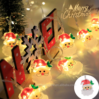 Guirlande lumineuse LED en forme de tête de Père Noël, alimentée par piles et USB, IP44, en plastique, pour la décoration de Noël, la maison, la chambre, les mariages, les fêtes