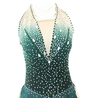 Robe de patinage artistique personnalisée tenues de robe de patinage sur glace pour femmes et filles vêtements de danse d'entraînement dégradé de bleu faits à la main cristal classique