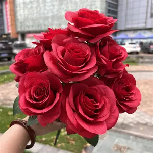 9 Heads Silk Rose Artificial Flowers Fake Bouquet Bunch Wedding Home Party Decor