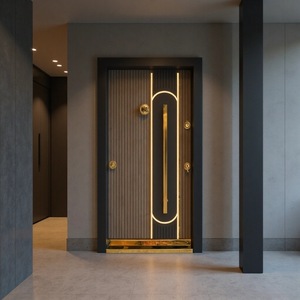 Porte de sécurité en bois grainé avec insert métallique, anti-effraction, extérieure, ouverture manuelle plate, porte complète SFA 018 Yongkang - Product Image 1