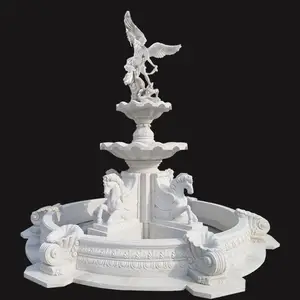 Fontana di cavallo da corsa Pegasus in marmo bianco all'aperto all'ingrosso