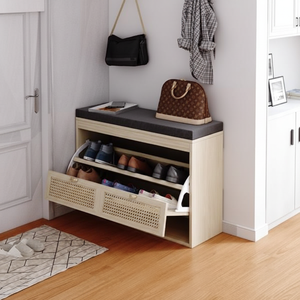 Scarpiera in Rattan con cassetto ribaltabile e cuscino del sedile comodo scarpiera da corridoio - Product Image 3