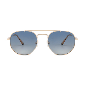 Gafas de Sol de Piloto Unisex, Lentes Ovaladas con Degradado Azul, Montura Dorada de Aro Completo, 100% Protección UV, Uso en Exteriores, Adultos - Product Image 1