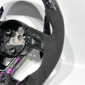 Volante Deportivo de Fibra de Carbono Forjado en Color Morado Alcantara para <span class=keywords><strong>Audi</strong></span> RS A1 A3 A4 A5 A6 A7 R8 RS3 C7 Q5 Q7 S3 S5 8V B8 B9 <span class=keywords><strong>S4</strong></span> Q3 Q8 - Product Image 2