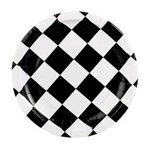 Juego de Vajilla a Cuadros Blancos y Negros con Temática de Carreras, Decoraciones de Cumpleaños, Banderines, Manteles Desechables, 40-60 Piezas - Product Image 4
