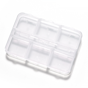6-Grid Nail Rhinestone Organizer <b>Box</b> Plastic Storage Case for Nail Art Accessories Jewelry Portable Rectangle <b>Empty</b> <b>Box</b> - Product Image 4