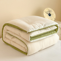 Couette d'hiver douce et respirante, matelassée à points uniformes, anti-agglomération, réversible, bicolore, effet nuage gaufré