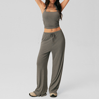 Ensemble décontracté rayé à jambes larges, respirant et à séchage rapide, avec débardeur à col halter et coussinets de poitrine, pour Pilates et Yoga