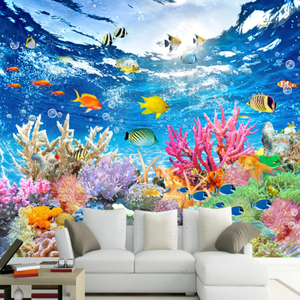 Murale 3D personnalisée de toutes tailles, décoration murale, scène de rêve du monde sous-marin, peinture murale, papier peint photo - Product Image 4