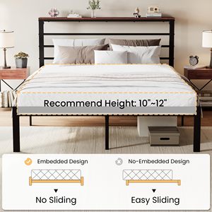 Twin Full Queen King <strong>Size</strong> <strong>Bed</strong> <strong>Frame</strong> With Headboard Shelf Heavy Duty <strong>Platform</strong> <strong>Bed</strong> <strong>Frame</strong> With Strong Metal Foundation - Product Image 6