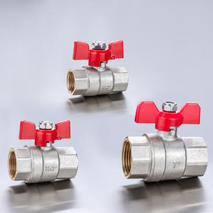 Válvula de Bola de Dos Piezas de Cobre con Rosca Interna Doble de Latón y Manija de Mariposa de 4 Puntos Tangke, Accionada por Gas, para Agua, Gas y Cable - Product Image 1