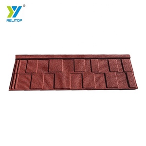 Tegole Metalliche Rivestite con Scaglie di Pietra Naturale Tipo Shingle Rosso Mattone 0.35MM 0.4MM 0.5MM <span class=keywords><strong>in</strong></span> Acciaio Alluminio-Zinco - Product Image 2