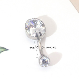 Piercing de nombril en acier inoxydable avec cristaux sertis, bijou cadeau, nouveau modèle, ornement de piercing en forme de boule de couleur acier - Product Image 2