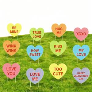 Meilleures ventes : Décoration de jardin en forme de cœur pour la Saint-Valentin, décoration de pelouse extérieure, signes de jardin avec des proverbes sucrés - Product Image 1
