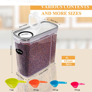 Conteneur Alimentaire en Plastique de 4 L Sans BPA, Polyvalent, Empilable et Étanche, Style Classique pour Céréales et Grains en Cuisine (Vente en Gros) - Product Image 2