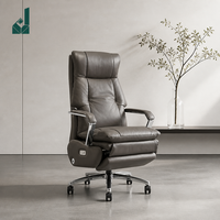 Fauteuil de bureau de direction de luxe au design moderne avec repose-pieds, en cuir véritable, hauteur réglable, base en acier, siège pivotant