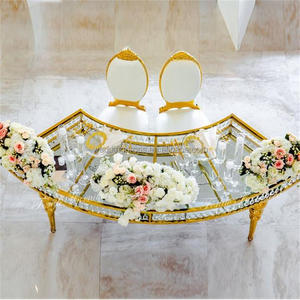 Thanh lịch và phong cách sự kiện đám cưới thép không gỉ bảng S hình dạng nửa mặt trăng đám cưới bảng S hình dạng kính bảng Top - Product Image 1