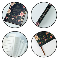 Carnet à couverture rigide en papier vert imprimé avec sangle, bloc-notes de haute qualité, logo personnalisé, inserts pour voyageurs, couverture rose, journal, agenda