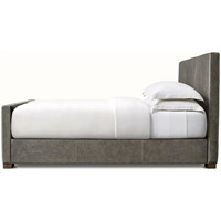 Chinesisches Leder-Kunstbett Italienisches Minimalistisches Design Massivholzrahmen Leder-Nahtarbeit Gepolstertes Weiches Bett Leichter Luxus Modern