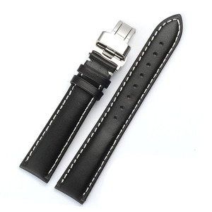 Noir Western En Cuir Véritable Bande de <span class=keywords><strong>Montre</strong></span> avec Fil Blanc - Product Image 3