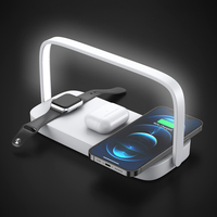 Support de Charge Rapide 4-en-1 Multifonctionnel 15W avec Chargeur Sans Fil Portable et Lampe de Lecture LED pour iPhone 17 16