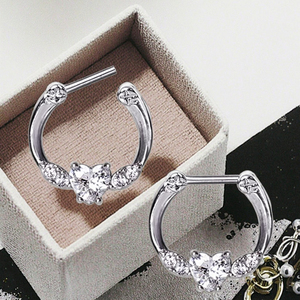 Cuore setto Clicker naso anello Tragus orecchino elica Piercing <span class=keywords><strong>argento</strong></span> cristallo placcato strass Unisex per il corpo gioielli - Product Image 5