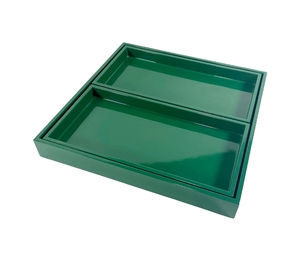Ensemble de plateaux en laque de qualité supérieure, plateaux décoratifs polis pour servir, styliser une table basse et organiser un meuble de toilette - Product Image 1