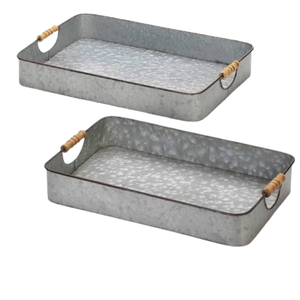 Plateau en métal galvanisé Plateau de service fini galvanisé Mariages Bureaux Plateau de service décoratif en placage - Product Image 5