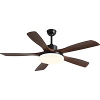 Ventilateur de plafond moderne de 60 pouces pour la maison et les restaurants, avec lumière LED intégrée, 5 pales, télécommande, style lustre en fer