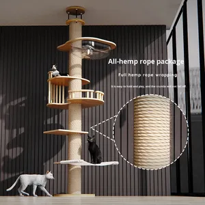 Moderna Torre para Gatos de Sisal Grande, Ecológica, Ahorra Espacio, con Poste Rascador, Casa para Gatos, de Piso a Techo, Multinivel, de Lujo, Personalizable - Product Image 2
