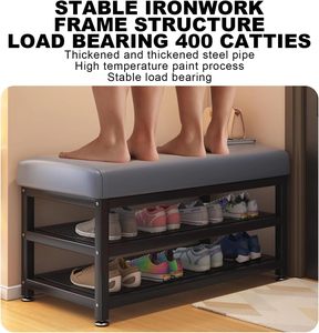 Wholesale 3 Layers Household Shoe Changing Stool <b>Storage</b> Rack Door Narrow Bench Footstool Soft Bag <b>Cushion</b> Cloakroom Sofa Stool - Product Image 3