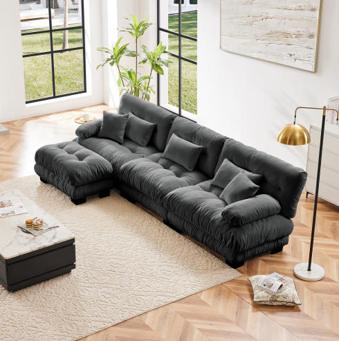 Gray + Chenille + 3 Seat