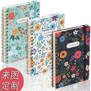 Carnet spirale A5 de haute qualité, personnalisé, à couverture en tissu et cuir, motif floral, idéal pour cadeau, à bas prix - Product Image 3
