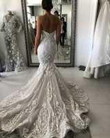 Les femmes Prix de Gros Luxe Mariée Dentelle Robe De Mariée Sirène