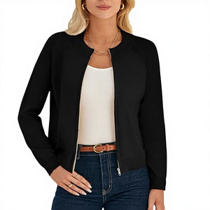 GRACE KARIN Cardigan coréen pour femmes à manches longues avec fermeture éclair, veste légère tendance, vêtements en tricot pour le printemps - Product Image 1