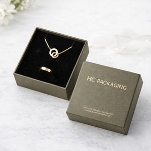 Boîte à bijoux de mode, boîte cadeau rigide en deux parties, insert en velours, gaufrage, logo personnalisé, fourniture directe d'usine - Product Image 4