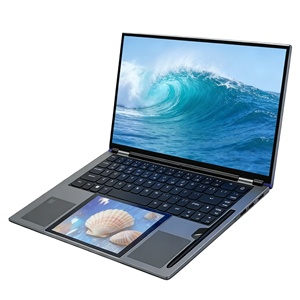 <span class=keywords><strong>Ordinateur</strong></span> <span class=keywords><strong>portable</strong></span> professionnel à double écran 15,6 pouces et 7 pouces, Intel N150, reconnaissance faciale, rotation à 180 degrés, Wi-Fi double bande, écran tactile anglais - Product Image 1